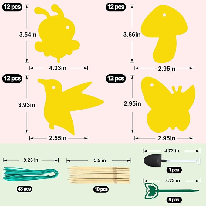 48 Pack Gnat Traps for House Indoor, Sticky Traps for Gnats Fruit Fly Traps for Indoors Plant Gnat Killer Indoor, Gnat Trap Fungus Gnat Sticky Trap Flies Bug Plant Trap