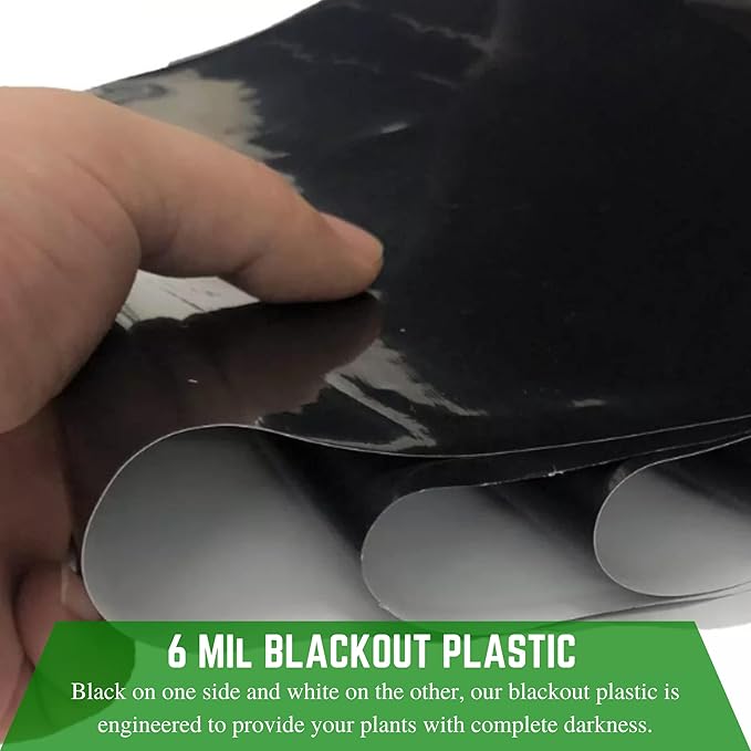 Farm Plastic Supply - Panda Film Light Deprivation Greenhouse Cover - 6 mil - (30' x 100') - 100% Blackout Tarp, Black White Plastic Sheeting, Green House Poly Film