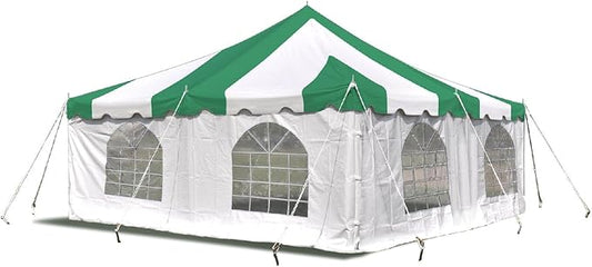 Party Tents Direct 20'x 20' Weekender Canopy Pole Tent with Sidewalls - Easy Up Canopy Tent with 80 Person Capacity - Outdoor Canopies for Parties, Weddings, and Events (Green/White)