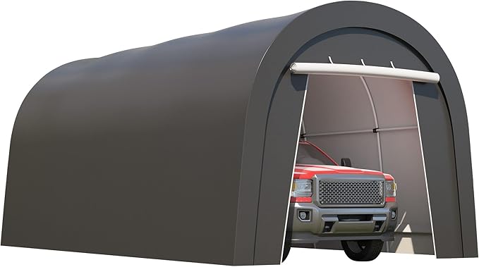 Wisteria Lane Domed Carport, Portable Garage with 2 Roll up Doors, Heavy Duty Car Canopy Party Tent, All-Season Storage Shelter Shed Carport for Motorcycle, Boat, Truck, or Garden Tools, 10' x 20'