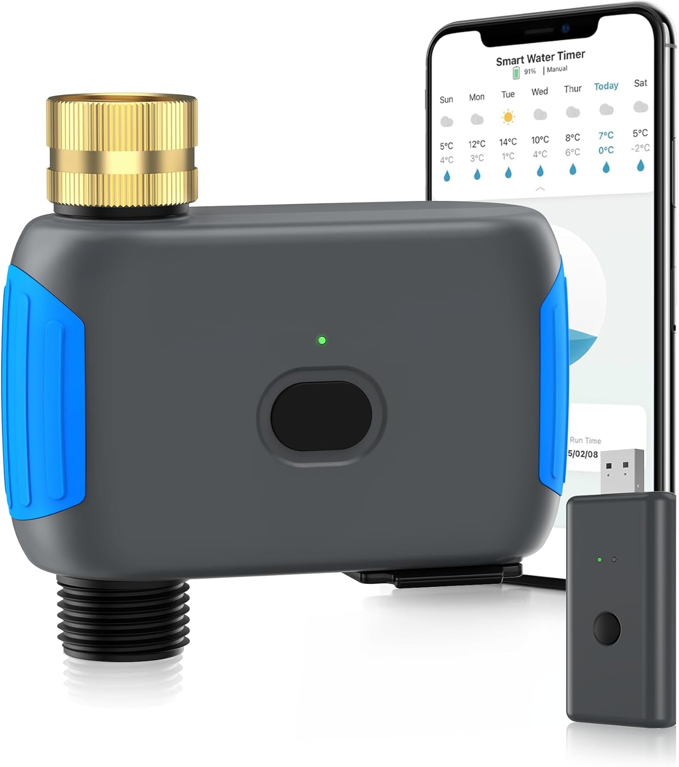 WiFi Sprinkler Timer, Smart Bluetooth Hose Timer, Programmable Automatic Irrigation System with Remote APP, Compatible with Alexa Google, Watering for Outdoor Garden Yard Lawn, 1 Outlet