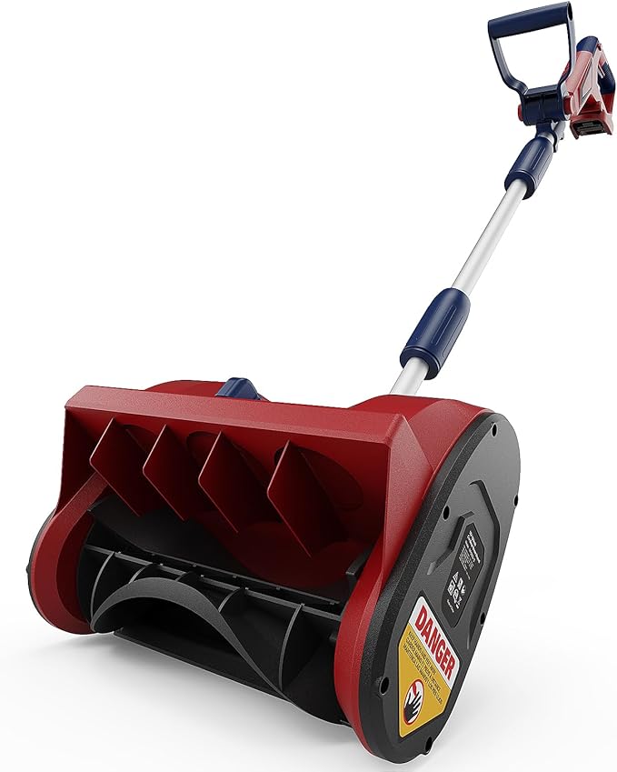 Mellif Brushless Snow Shovel Compatible with Milwaukee 18v Battery - Tool Only, 12in. Clear Width, 6in. Depth, 17ft. Throw Distance, Heavy-Duty, Cordless with Adjustable Chute, Weather-Resistant (Red)