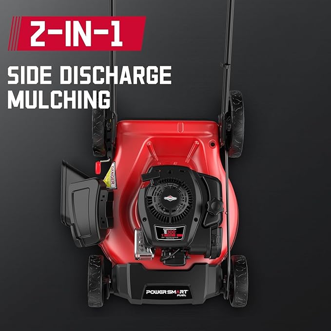 PowerSmart 21" Push Lawn Mower with B&S 125cc Engine, 2-in-1 Mulching and Side Discharge, Easy Assembly & Lightweight, Cordless Push Lawn Mowers for Garden Yard