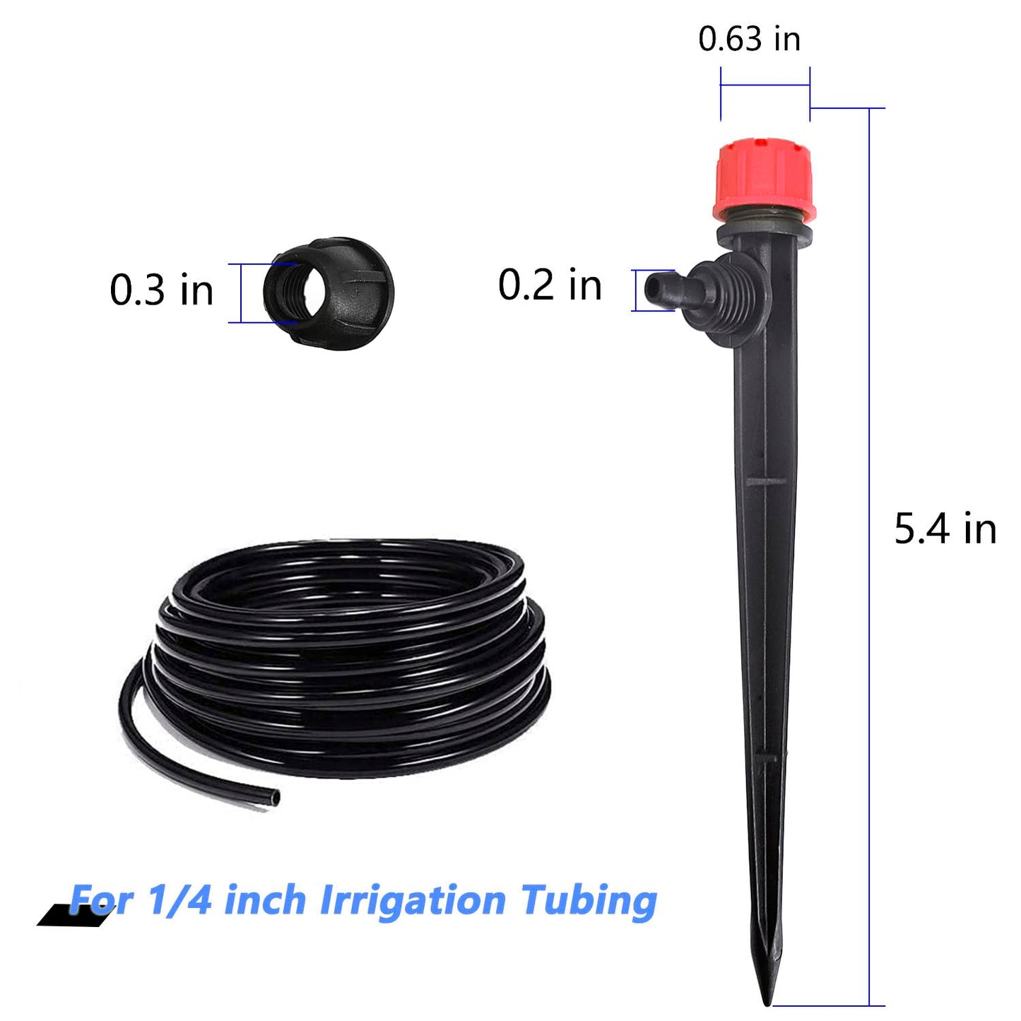 50 Pcs Drip Irrigation Emitters with Lock, Adjustable 360 Degree Water Flow Drippers for 1/4 inch Tubing, Garden Irrigation Sprayers for 4-7mm Watering System