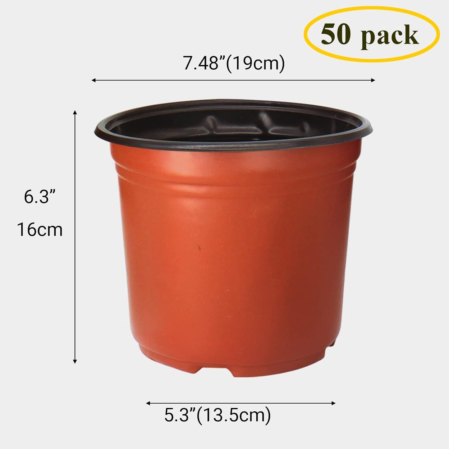 50 Pack 1 Gallon Plastic Plant Nursery Pots Thickened Soft Plastic Plant Pots with 50 Pcs Waterproof Plastic T-Type Plant Tags and 2Pcs/Set Transplanting Digging Mini Tools