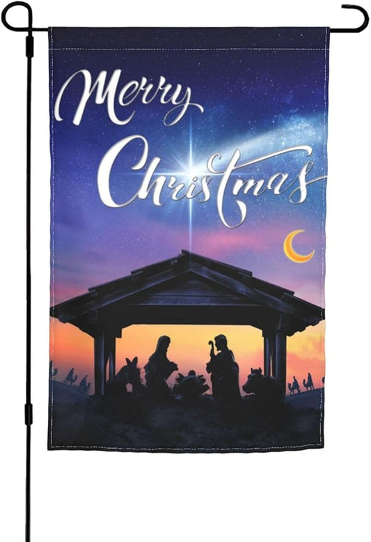 Christmas Nativity Scene Characters Black Silhouette Desert Night Comet Star Garden Flag Welcome Party Outdoor Outside Decorations Picks Home House Garden Yard Decor 12x18 Inch