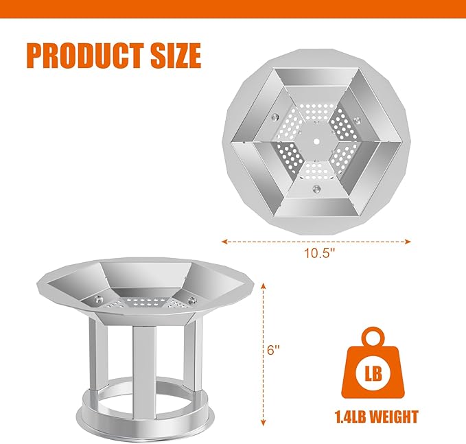 KEESHA Heat Deflector for Mesa XL Solo Stove 10.5’’, 304 Stainless Steel Heat Diffuser with 3 Detachable Legs, 1.4 lbs Solo Stove Mesa XL Accessories-Capture Warmth & Expands Heat Radius