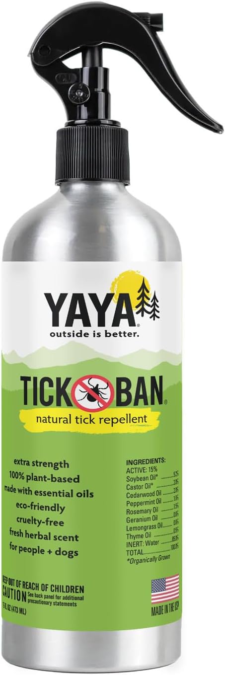 Yaya Organics All Natural Extra Strength Tick Repellent DEET Free - 16 Ounce Spray Bottle
