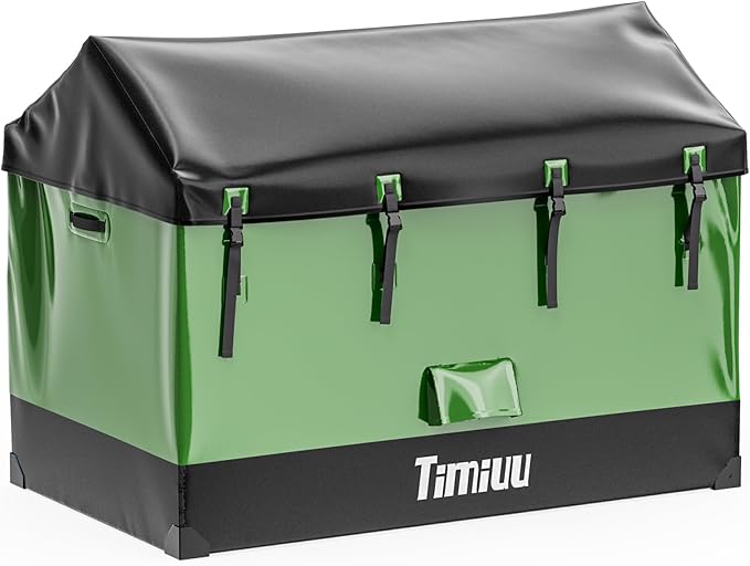 XXL 310 Gallon Extra Large Deck Box, Waterproof Outdoor Storage Box with Taller Side Panels for Patio Furniture Cushions, Pools and Garden Tools Green & Black