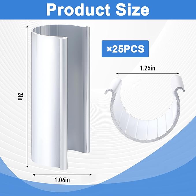 25 Pcs Aluminum Greenhouse Clamps, 1.25 x 3 Inch, Row Covers, Dog Beds, Quilting Frames Shelters, Shades, Netting (Fit 1 Inch PVC Pipe Tube Clip)