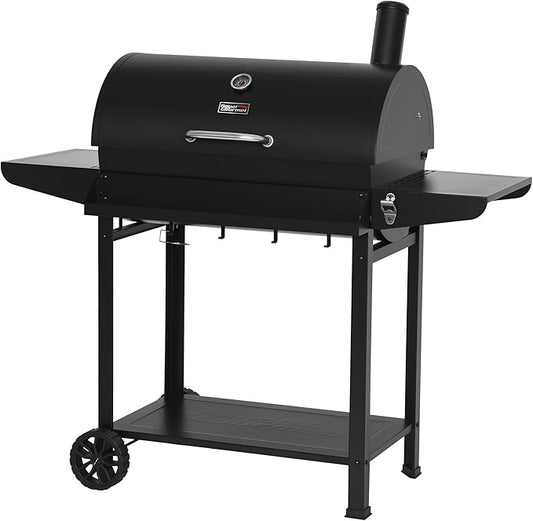 Royal Gourmet CC1830T 30-Inch Barrel Charcoal Grill with Warming Rack & Front Storage Basket, Outdoor BBQ Grill with 627 sq. in. Grilling Area for Backyard Barbecue Cooking Party, Black
