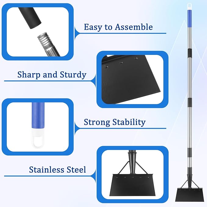 Garden Flat Shovel,Heavy Duty Weeding Tools Gardening,57 Inch Multifunctional Garden Cleaning Shovels, Floor Scrapers Long Handle,Metal Weeding Scraper for Lawn Edging, Ice Scraper, Snow Shovel
