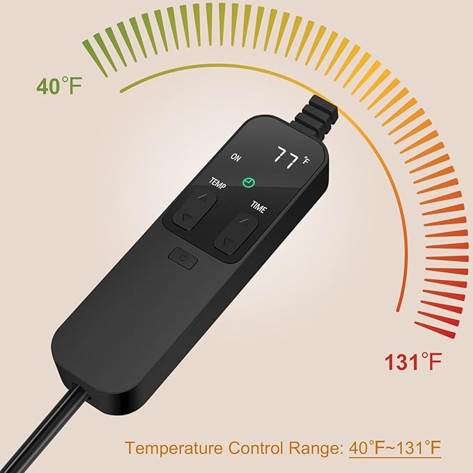 Reptile Heating Pad with PID Thermostat & Timer 8"x12" Terrarium Under Tank Heater for Hermit Crab/Snake/Turtle/Lizard/Frog/Spider, and Other Reptiles