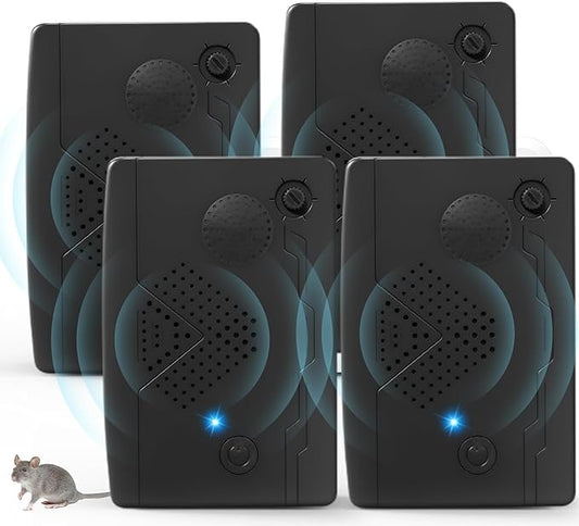 Ultrasonic Bat Devices for Attic: 4PCS Bat Removal Device for Garage, Indoor Outdoor Use - Humane and Effective Rechargeable Bat Deterrent Devices, Black