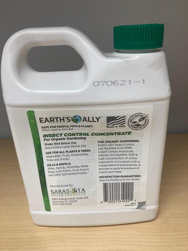 Earth's Ally Insect Control Concentrate for Plants 32 oz | Safe Outdoor & Indoor Plant Insecticide, Spider Mite, Aphid & Mealybug Killer - for Organic Garden & Household Plants