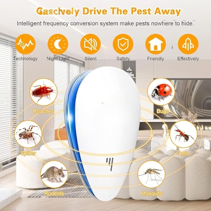 Mice Repellent Indoor, Rodent Roach Spider Insect Repellent, Pest Control Plug in, Insect Repellent for Bugs Insects Roaches Mice Spiders Rodents Mosquitoes