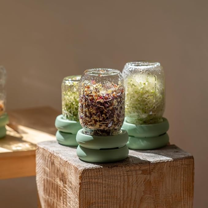 Food Huggers Sprout Huggers | Silicone Sprouting Lids | Fits Any Jar | No Rust, No Mess | Sprouting Mason Jar Kit | Grow Sprouts Indoors| Urban Garden | Easy Germination Broccoli Alfalfa Bean Sprouts