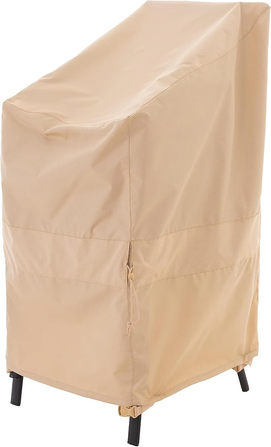 Stackable Patio Chair Cover, Heavy Duty, Wind Resistant and Waterproof Outdoor Lawn Patio Chair Covers, 28W x 36D x 45H, (4-6 Stacked Chairs), Beige, 1-Pack