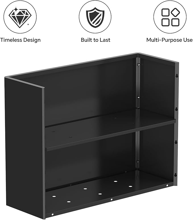 Heavy-Duty Galvanized Steel Planter with Removable Insert Shelf & 4 Drainage Holes - 32x12x24 Inches Large Size Planters for Outdoor/Indoor Patio, Black