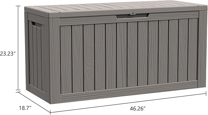 Modern-Depo 80 Gallon Waterproof Deck Box Patio Furniture Storage Box with Lockable Lid, PP Outdoor Storage Bin for Garden, Yard, Poolside, Gray
