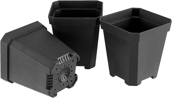 JOIKIT 120 Pack 3 Inch Black Square Nursery Pots, Plastic Plant Seedling Pot with Drainage Hole Saucers, Small Nursery Transplant Starter Planter for Indoor Outdoor Garden Office Balcony