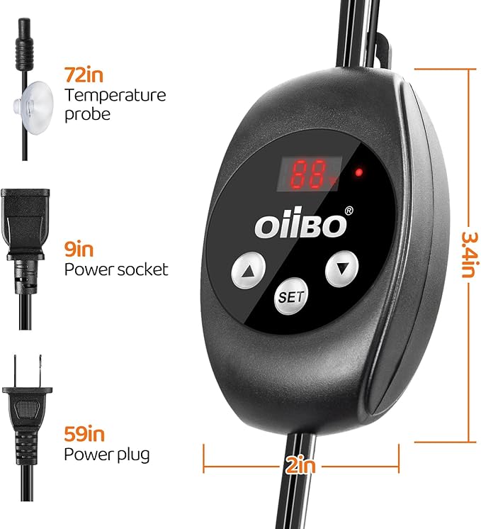 Oiibo Reptile Dimming Thermostat Heat Lamp Temperature Controller, Light Bulb Thermostat with Memory Function, Thermostat for Seed Germination & Heaters