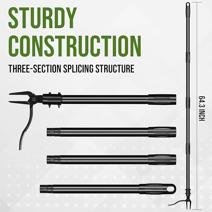 Weed Puller, Stand Up Weed Puller with 4-Claw Steel Head, Long Handle Weed Remover Hand Weeder Tool Remove Root Weeds Without Bending or Kneeling for Lawn and Garden (64 inch)