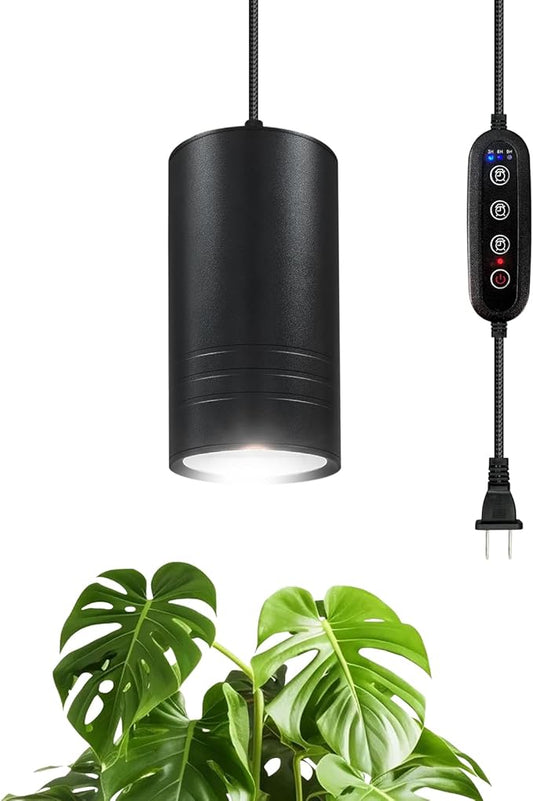 Plant Hanging Grow Light Full Spectrum Warm White Color with Timer, Plug-in Pendant Grow Lights,Large Black Luxury LED Grow Lights,Indoor Pendant lamp
