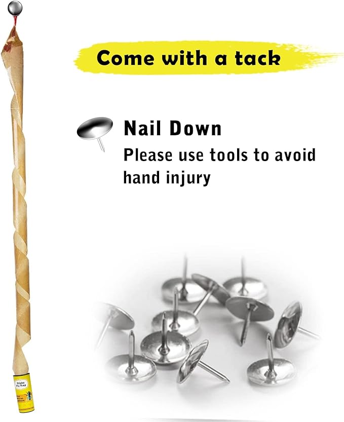 Dwcom 40 Packs Fly Strips, Fly Traps Indoor/Outdoor for Home Hanging, Fly Ribbon Tape Paper, Sticky Gnat Killer Traps Catcher for Fruit Flies, Bug, Insect, Pest, Mosquito, Plant