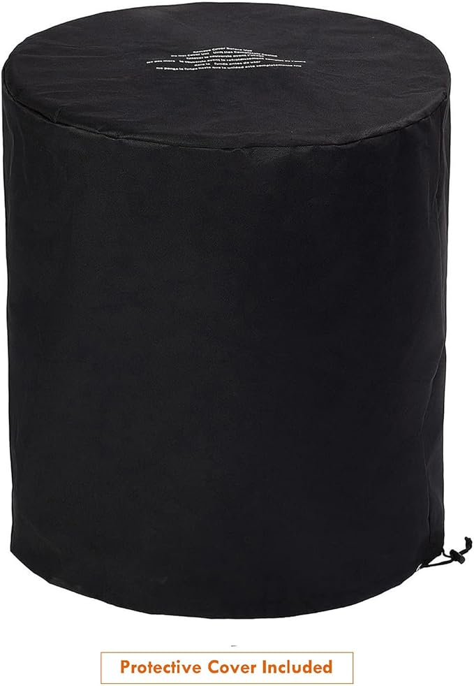 Outdoor Propane Fire Pit Table, Round Porcelain Tile Top 22" Fire Bowl Column W/ 40,000 BTU Firepit Table Auto-Ignition 400D Cover Glass Rocks for Outside Patio