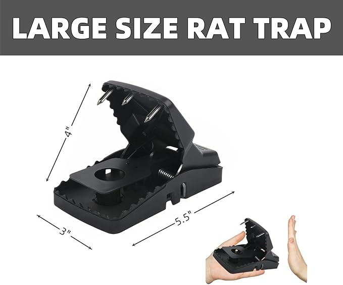 Unstoppable Rat Traps for Indoors and Outdoors, Large Strong Mouse Traps with Double The Power to Tackle Tougher Mice and Rats, Simple, Sturdy and Reusable, 4 Pack