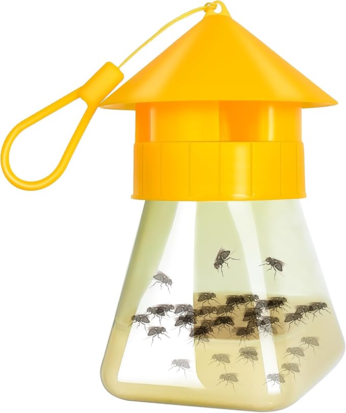 Reusable Fly Traps Outdoor Hanging with Natural Fly Bait Trap Refill, Reusable Fly Trap Fly Killer Outdoor Fly Catchers