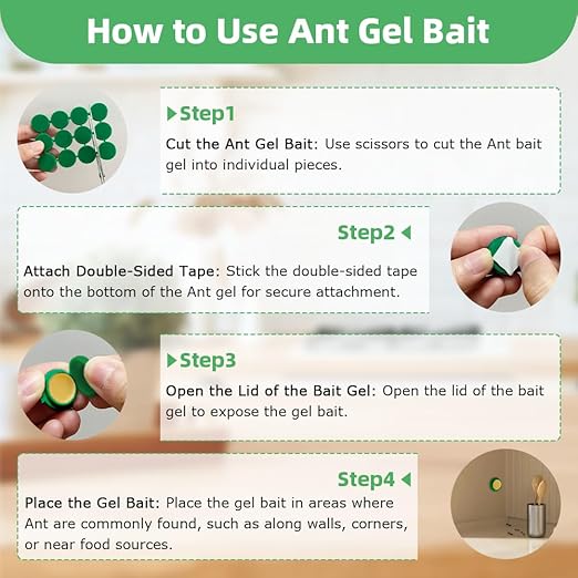 36 Pack Ant Killer Gel Bait, Long Lasting Indoor & Outdoor Ants Bait for Effective Ant Control, Safe & Easy to Use Pest Control for All Common Household Ants, Mess-Free Gel Stations