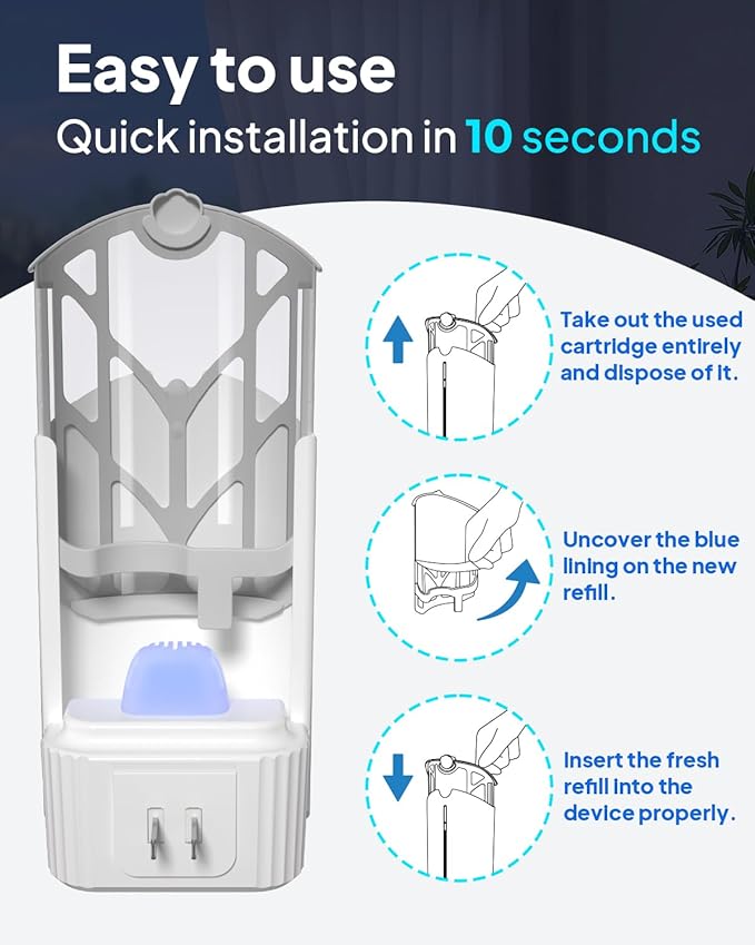 Flying Insect Trap, Fruit Fly Trap Plug in Indoor Bug Catcher with 8 Refill for Gnats, Moths, House & Fruit Flies - Refill Compatible with ZevoM364A/Max (2 Devices + 8 Refills)