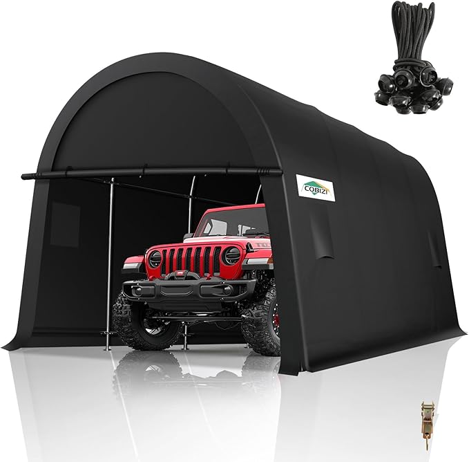 COBIZI Carport Canopy 12x20 Heavy Duty Portable Garage with Removable Doors & Vents, Galvanized Frame Car Port Canopy Tent with All-Season Tarp for Outdoor Storage Shed Car Boat Truck