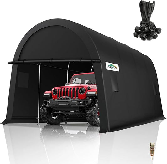 COBIZI Carport Canopy 12x20 Heavy Duty Portable Garage with Removable Doors & Vents, Galvanized Frame Car Port Canopy Tent with All-Season Tarp for Outdoor Storage Shed Car Boat Truck