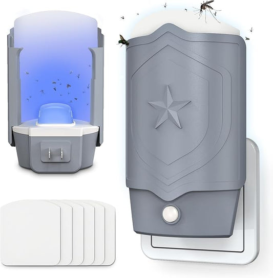 2 Flying Insect Traps & 2 Refill Glue, Fly Trap Indoor, Fruit Fly Trap for Indoors, Bug Catcher for Gnats, Mosquitoes, Moths, House Flies, UV & Blue Light, Safe for Any Room, Mess-Free Use