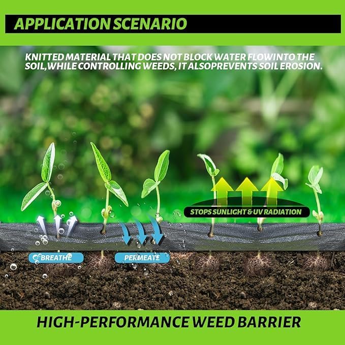 6.5x300FT Landscape Fabric, Weed Barrier Fabric, Durable & Effective Garden Cloth Weed Barrier, Heavy-Duty Landscaping Fabric for Weed Control, French Drains, Yard, Driveway