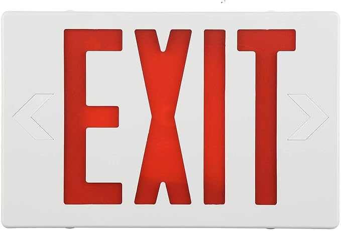 Spectsun 1 Pack LED Exit Sign, Emergency Exit Light with Battery Backup, Double Face, UL 924, AC 120/277V, Damp Location, Hardwired Red Letter Exit Lights for Business.