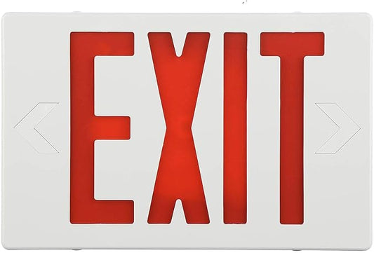 Spectsun 1 Pack LED Exit Sign, Emergency Exit Light with Battery Backup, Double Face, UL 924, AC 120/277V, Damp Location, Hardwired Red Letter Exit Lights for Business.