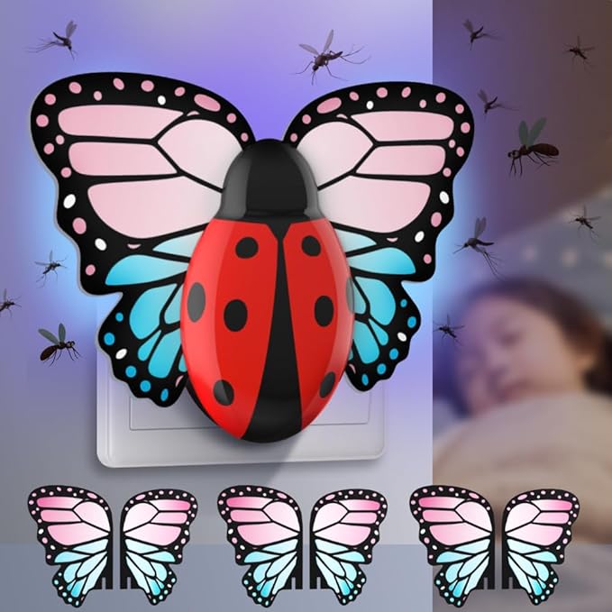 Fly Trap Indoor, Plug in Flying Insect Trap, Effective Fruit Fly Traps for Indoors, House Indoors Fly Trap for Fruit Flies, Gnats, Moths and Other Flying Houseflies(1 Device + 3 Pair of Glue Cards)