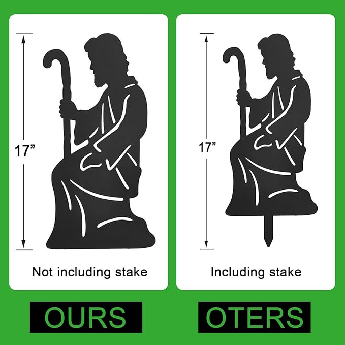 Nativity Silhouette Outdoor,Black Silhouette Nativity Scene for Yard Stake,Set of 3 Christmas Ornaments for Outside