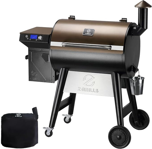 Z GRILLS Wood Pellet Grill & Smoker, 8-in-1 Outdoor BBQ Grill with PID 2.1 Controller, 697 sq in Cooking Area, 2 Meat Probes, LCD Screen, Rain Cover Included