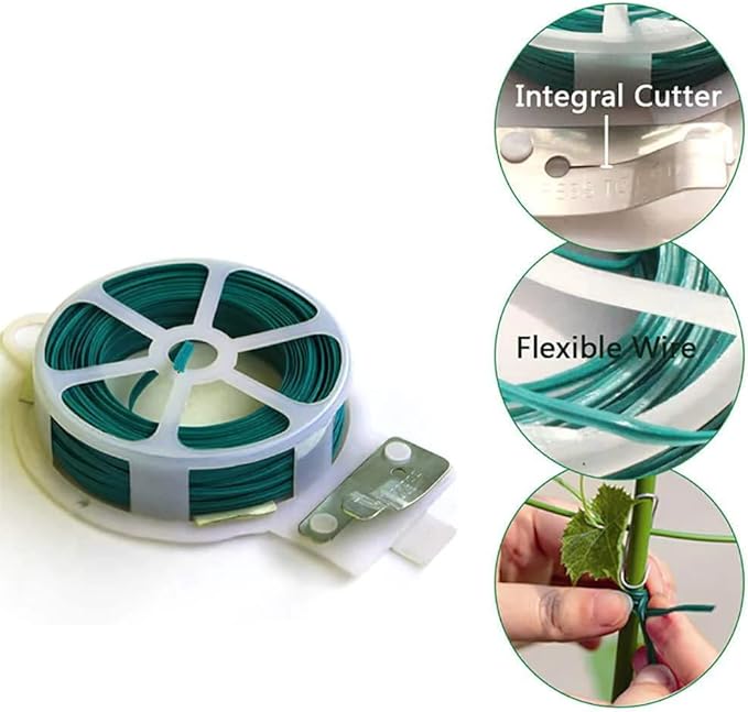 Mr.Garden 50pack 3ft Garden Stakes with 1roll Plant Tie, 1/4" Dia FRP Plant Supporting Stakes for Climbing Tomato Cucumber Strawberry Bean Tree, Dark Green (36inch)