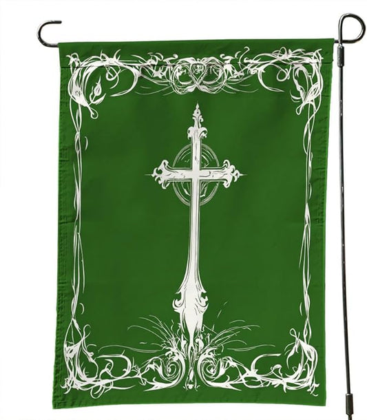 St. Patrick's Day Cross Outdoor Garden Flag 12X18 Inches Double Sided Seasonal Garden Flag