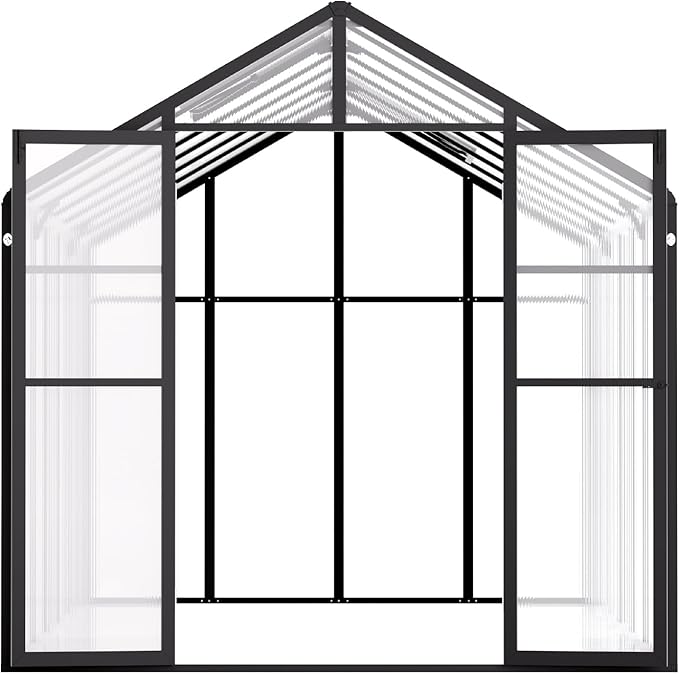 VEVOR Polycarbonate Greenhouse, 8 x 14 Ft, Outdoor Greenhouse with 2 Vent Windows, Pavilion Styled Greenhouse with Hinged Door, Aluminum Large Walk-in Greenhouse Kit for Outside Garden Backyard