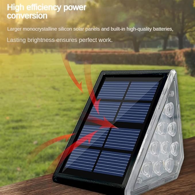 Solar Step Lights, Stair Fence Triangle Lights IP67 Outdoor Waterproof LED Deck Light for Garden Yard Patio, Porch, Front Door, Outside, Pathway, Warm White 4 Pack