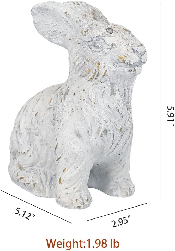 All Chic Bunny Decor Garden Statue White Rabbit Cement Rabbit Statue for Home Garden Indoor Outdoor Statues for Yard,Front Yard Decor,Easter Rabbit Figurines（White）