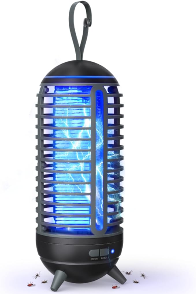 Bug Zapper Outdoor Rechargeable 2 in 1 Wireless Mosquito Killer Lamp 2500mAh Bug Zapper Electric Trap Ideal Fly Zapper Indoor for Patio, Home, Backyard, Yard, Garden, Campsite (Black) 1