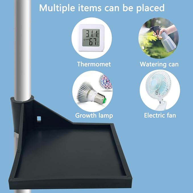 4 PCS Grow Tent Corner Shelf,16 mm Grow Tent Accessories,White Grow Tent Shelves for Place The Hygrometer Camera and Planting Equipment Black/White (Black/4PCS)